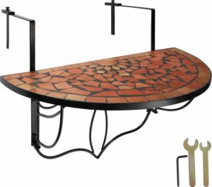Tectake Stolik balkonowy, mozaika, składany - terakota 1