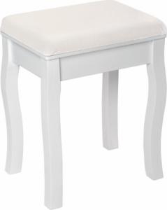 Tectake Stołek, krzesło do toaletki wzór róży - biały 1