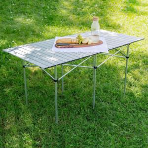 Tectake Stół kempingowy aluminiowy składany z torbą 140x70x70 cm - szary 2