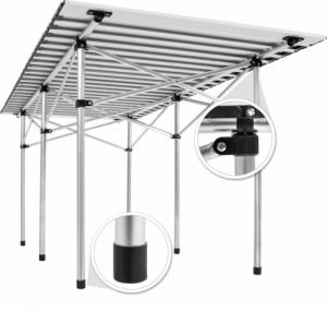 Tectake Stół kempingowy aluminiowy składany z torbą 140x70x70 cm - szary 6