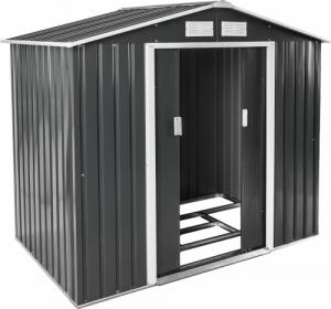 Tectake Metalowy domek narzędziowy z dachem dwuspadowym - szary 1