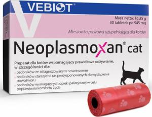 Vebiot Witaminy, suplementy dla kotów Vebiot Neoplasmoxan cat 30 tabletek + woreczki na odchody 1