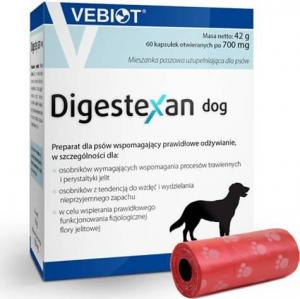 Vebiot Witaminy, suplementy dla psów Vebiot Digestexan dog 60 kapsułek + woreczki na odchody 1
