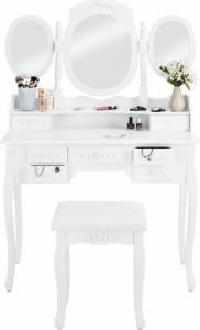 Tectake Toaletka z 7 szufladami, lustrem i taboretem w antycznym stylu - biały 5