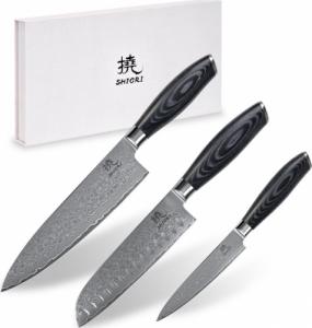 Shiori Shiori 3-Set Kuro Mur + Santoku + Sifu - zestaw trzech noży ze stali damasceńskiej 1