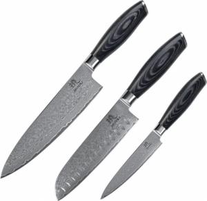 Shiori Shiori 3-Set Kuro Mur + Santoku + Sifu - zestaw trzech noży ze stali damasceńskiej 2