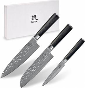 Shiori Shiori 3-Set Kuri Mur + Santoku + Sifu - zestaw trzech noży ze stali damasceńskiej 1