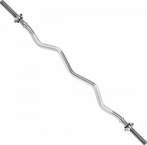 Tectake Gryf łamany długi sztanga 120 cm - chrom 1