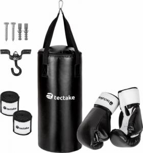 Tectake Worek treningowy bokserski z rękawicami i owijkami - czarny 1