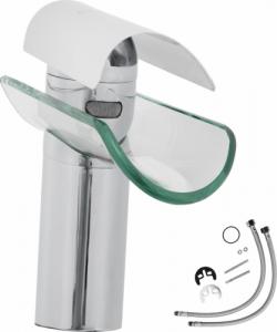 Bateria umywalkowa Tectake Bateria umywalkowa ze szklaną wylewką wodospad - szary 1