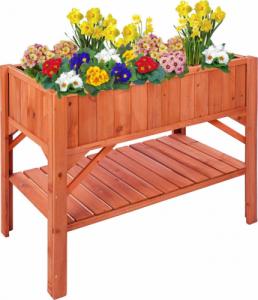 Tectake Wysoka skrzynia do uprawy roślin z półką oraz dostawką (403251) 10