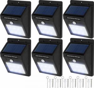 Kinkiet Tectake 6 x Ścienna lampa solarna LED z czujnikiem ruchu - czarny 1