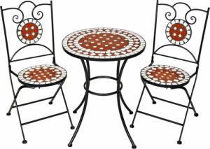 Tectake Zestaw mebli ogrodowych Mozaika 2 krzesła + stół - brązowy 1