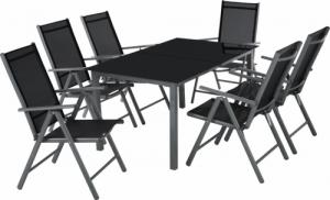 Tectake Komplet ogrodowy z aluminium stół i 6 krzeseł - ciemnoszary 1