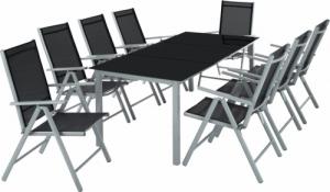 Tectake Komplet ogrodowy z aluminium stół i 8 krzeseł - jasnoszary 1