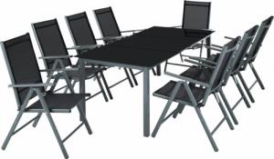Tectake Komplet ogrodowy z aluminium stół i 8 krzeseł - ciemnoszary 1