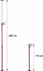Tectake 4 x Podpora sufitowa płyt GK rozpierak 115-290cm - czerwony 3