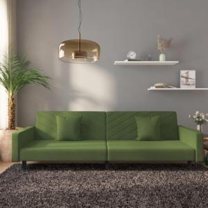 vidaXL 2-osobowa sofa, 2 poduszki, ciemnozielona, aksamitna 1