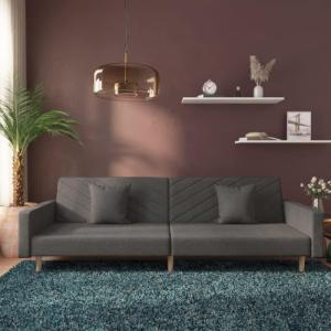 vidaXL 2-osobowa sofa, 2 poduszki, ciemnoszara, tapicerowana tkaniną 1