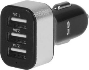 Ładowarka E5 Uniwersalna 3x USB Czarno-srebrna (RE02432_black_silver) 1