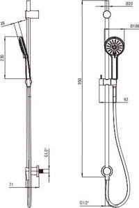 Zestaw prysznicowy Deante Arnika Zestaw prysznicowy 1-funkcyjny z drążkiem - przyłącze podtynkowe 4