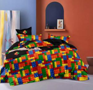 Cotton World Pościel 160x200 bawełna satynowa 3D Cotton World gruba 3 części 1770 klocki lego 1