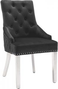 vidaXL Kkrzesło stołowe, czarne, obite aksamitem 1