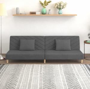 vidaXL 2-osobowa sofa, 2 poduszki, ciemnoszara, aksamitna 1