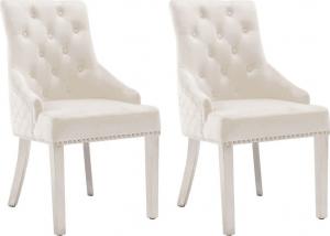 vidaXL Krzesła stołowe, 2 szt., kremowe, aksamitne 1