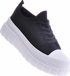 Pantofelek24 Czarne trampki creepersy na platformie /B5-2 10502 S491/ 38 2