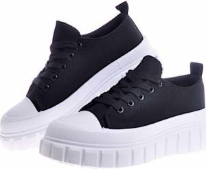Pantofelek24 Czarne trampki creepersy na platformie /B5-2 10502 S491/ 38 5