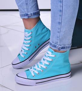 Pantofelek24 Wysokie damskie trampki z tkaniny MIĘTOWE /B1-1 4235 S174/ 39 4