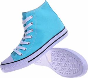 Pantofelek24 Wysokie damskie trampki z tkaniny MIĘTOWE /B1-1 4235 S174/ 39 6