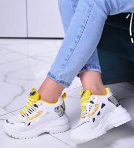 Pantofelek24 Trampki damskie sneakersy na koturnie Yellow /F4-3 10593 W294/ 38 1