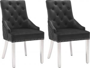 vidaXL Krzesła stołowe, 2 szt., czarne, obite aksamitem 1