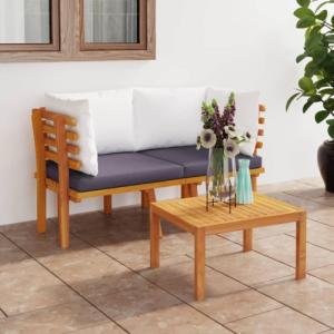 vidaXL 2-osobowa sofa ogrodowa z poduszkami, lite drewno akacjowe 1
