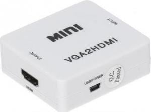 Adapter AV HDMI - D-Sub (VGA) + Jack 3.5mm biały (VGA+AU/HDMI-ECO) 1