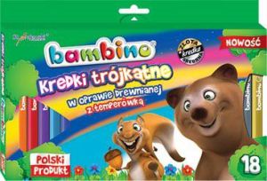 St. Majewski Kredki BAMBINO trójkątne 18kol.w drewnie+temp. 2