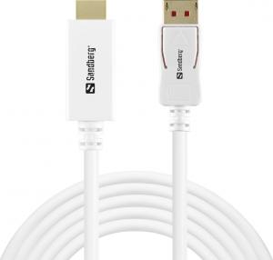 Kabel Sandberg DisplayPort - DisplayPort 2m biały (509-16) 1