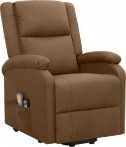 vidaXL Masujący fotel podnoszony, rozkładany, brązowy, tkanina 2