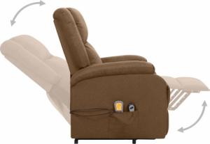vidaXL Masujący fotel podnoszony, rozkładany, brązowy, tkanina 5