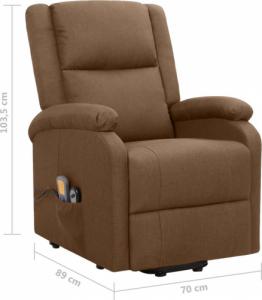 vidaXL Masujący fotel podnoszony, rozkładany, brązowy, tkanina 8