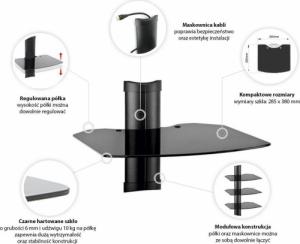 Ergosolid OVI-S1 - Półka audio/video/DVD hartowane szkło oraz bardzo wysoka jakość wykonania 2