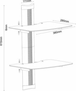 Ergosolid OVI-S2 - Półka audio/video/DVD hartowane szkło, bardzo wysoka jakość wykonania 7