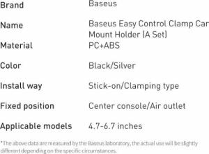 Baseus Uchwyt zaciskowy do samochodu Easy Control Clamp SUYK000-001 5