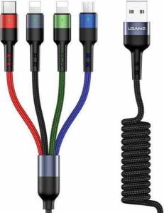 Kabel USB Usams Thunderbolt - USB-C + microUSB + Lightning 1.5 m Czarny (6958444968186) 1