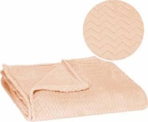 Springos Narzuta na łóżko, pled 70x160cm tłoczony, dwustronny koc na kanapę brzoskwiniowy UNIWERSALNY 11