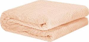 Springos Narzuta na łóżko, pled 70x160cm tłoczony, dwustronny koc na kanapę brzoskwiniowy UNIWERSALNY 12