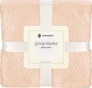 Springos Narzuta na łóżko, pled 70x160cm tłoczony, dwustronny koc na kanapę brzoskwiniowy UNIWERSALNY 9