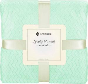 Springos Narzuta na łóżko, pled 200x220 cm tłoczony, dwustronny koc na kanapę jasna zieleń UNIWERSALNY 8